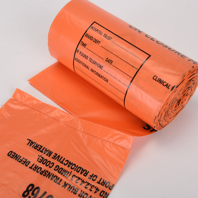 Rot-Gelb-Autoclave-Plastik-Medizinische Müllsäcke Abfallmüllsäcke Biohazard-Tasche auf Rollen