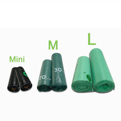 100% biologisch abbaubare, kompostierbare Plastikmülltüten aus Maisstärke für den täglichen Bedarf