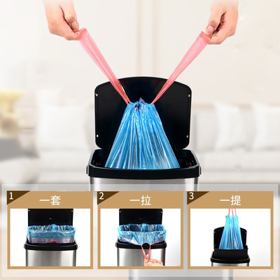 Tragbare und einmalige HDPE-Plastikmüllsäcke mit Zugseile für Hausmüll