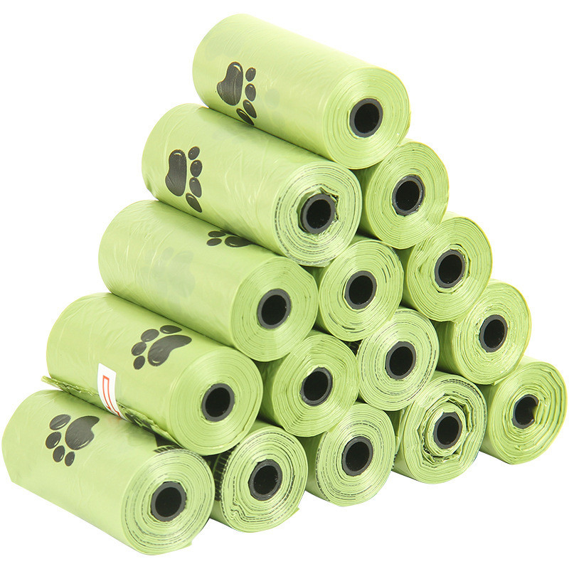 15 PCS/Rolle Biologisch abbaubare Mülltüten für Haustiere T-Shirt-Tasche Typ für Hunde-Kot-Taschen
