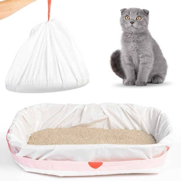 Bestellungen nach Maßnahme akzeptiert Jumbo Kitty Litter Box Liner mit Ziehseilverschluss in Beige