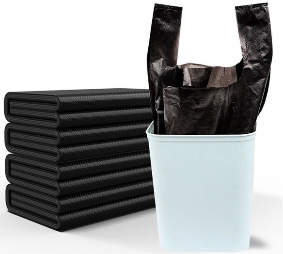 5-100 Mikrometer Dicke Schwarze Müllsäcke Weste-Stil-Storage-Tasche für die Hausmüllsicherheit