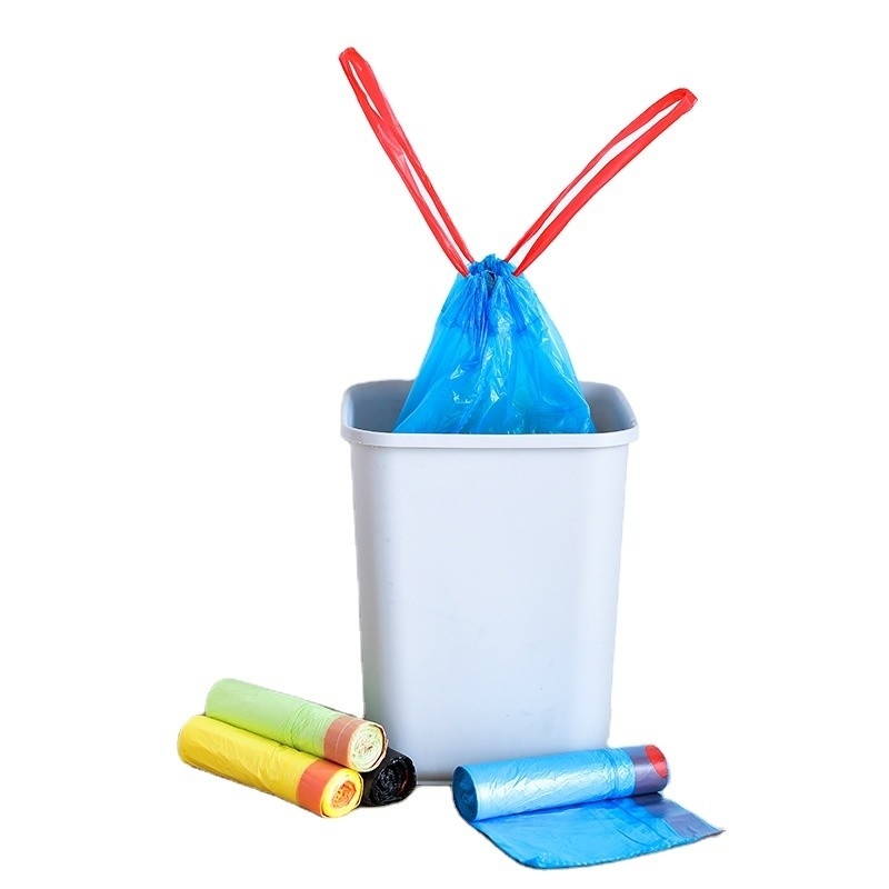 Customized Logo Ziehseile Müllsäcke Farbenfrohe kleine Mülltasche Einweg-Haus