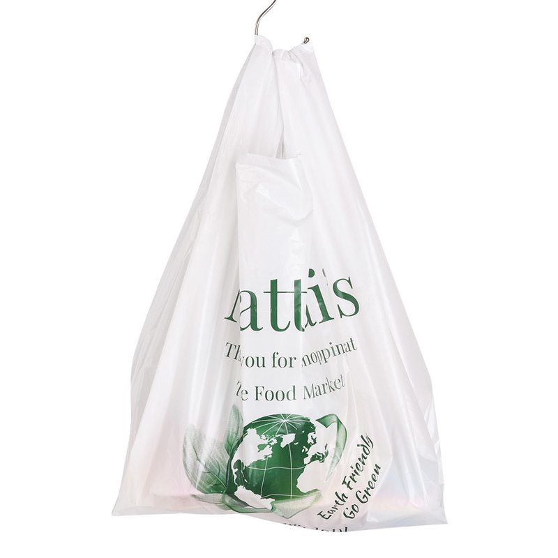 T-Shirt Plastik-Einkaufstasche mit Logo für Müllentsorgung und Flexo-Druck