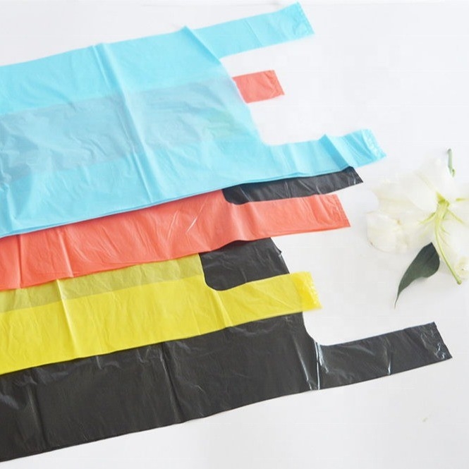 Supermärkte Weste Griff Einkaufstüten mit Offsetdruck und recycelbarem Kunststoff