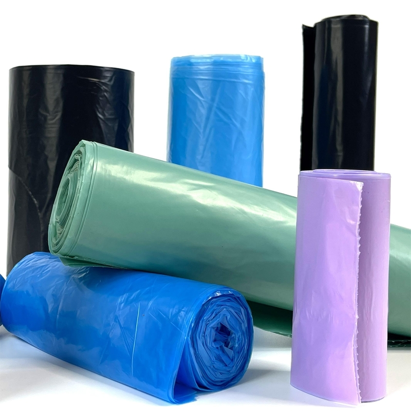 Offsetdruck Oberflächenbehandlung LDPE Plastikmüllbeutel auf Rollen für beige Mülleimer
